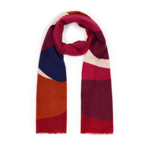 Abstract red wool scarf